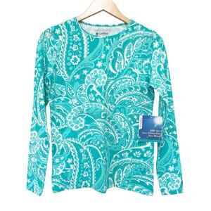 Coolibar Morada Everyday Printed Shirt UPF 50+ Green Paisley Sz XS